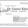 Kloos Gustav 1922-2014 Todesanzeige
